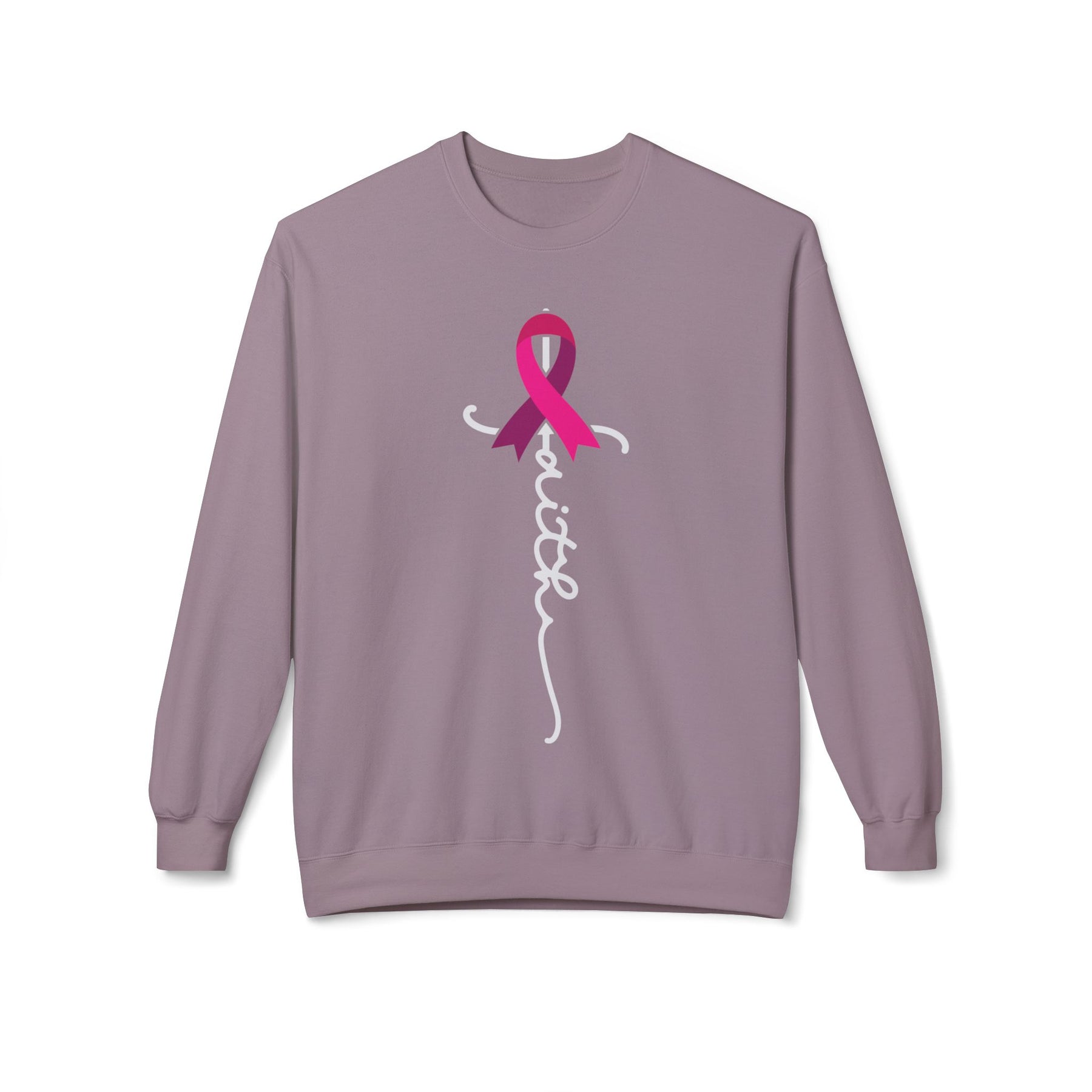 "Faith" Breast Cancer Awareness - Unisex Midweight Softstyle Fleece Crewneck Sweatshirt