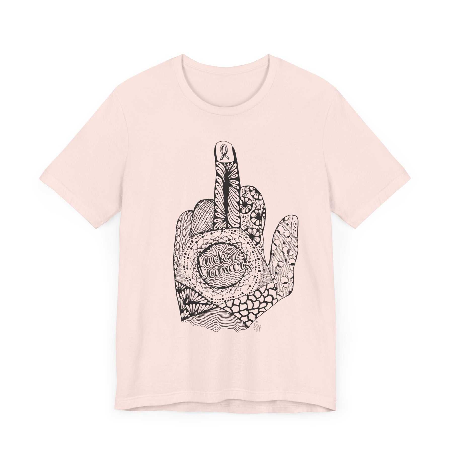 Middle Finger to Cancer - Pink Color Options - Unisex Jersey Short Sleeve Tee