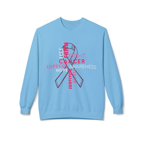 Cross & Ribbon Breast Cancer Awareness - Unisex Midweight Softstyle Fleece Crewneck Sweatshirt