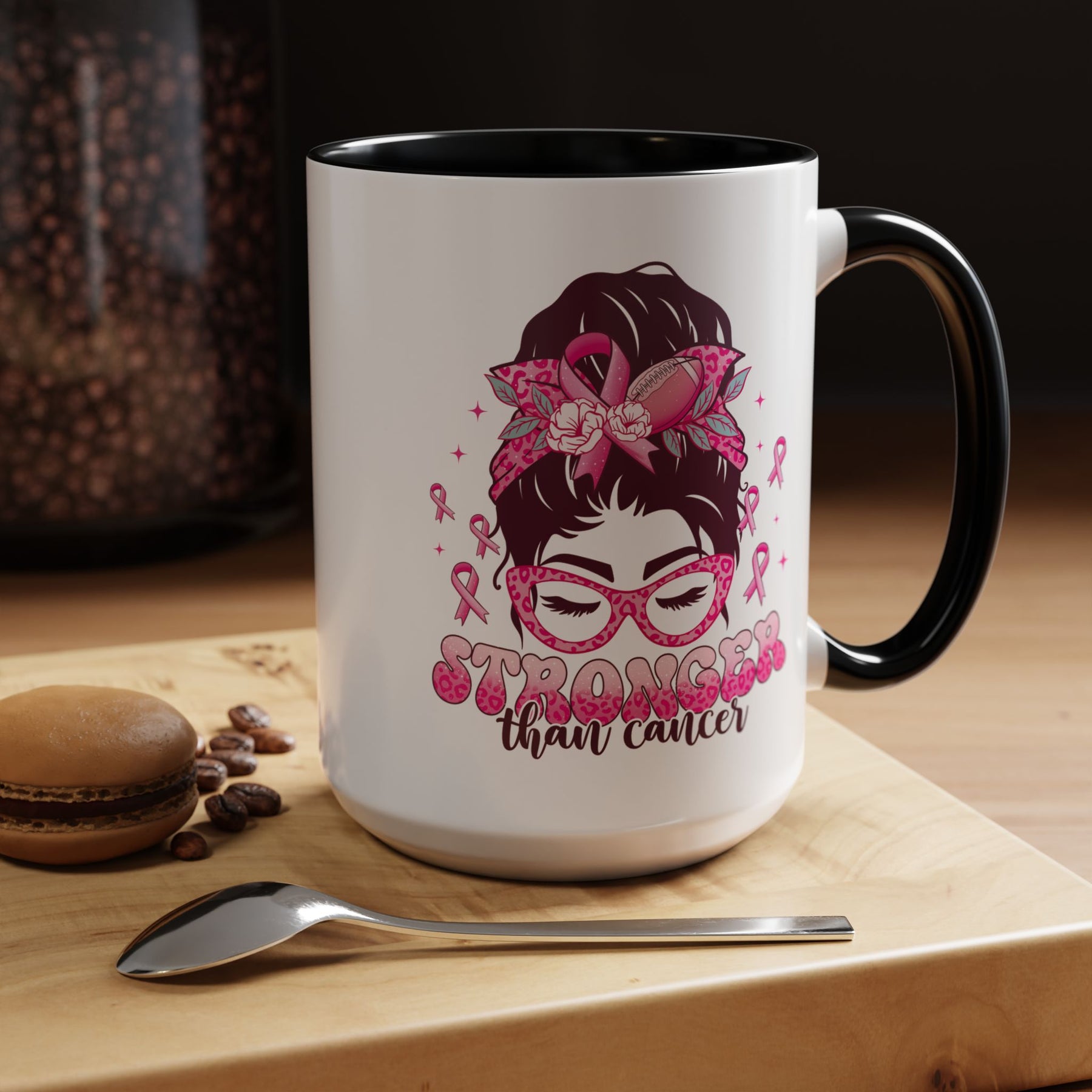 "Stronger Than Cancer" Accent Coffee Mug (11, 15oz)