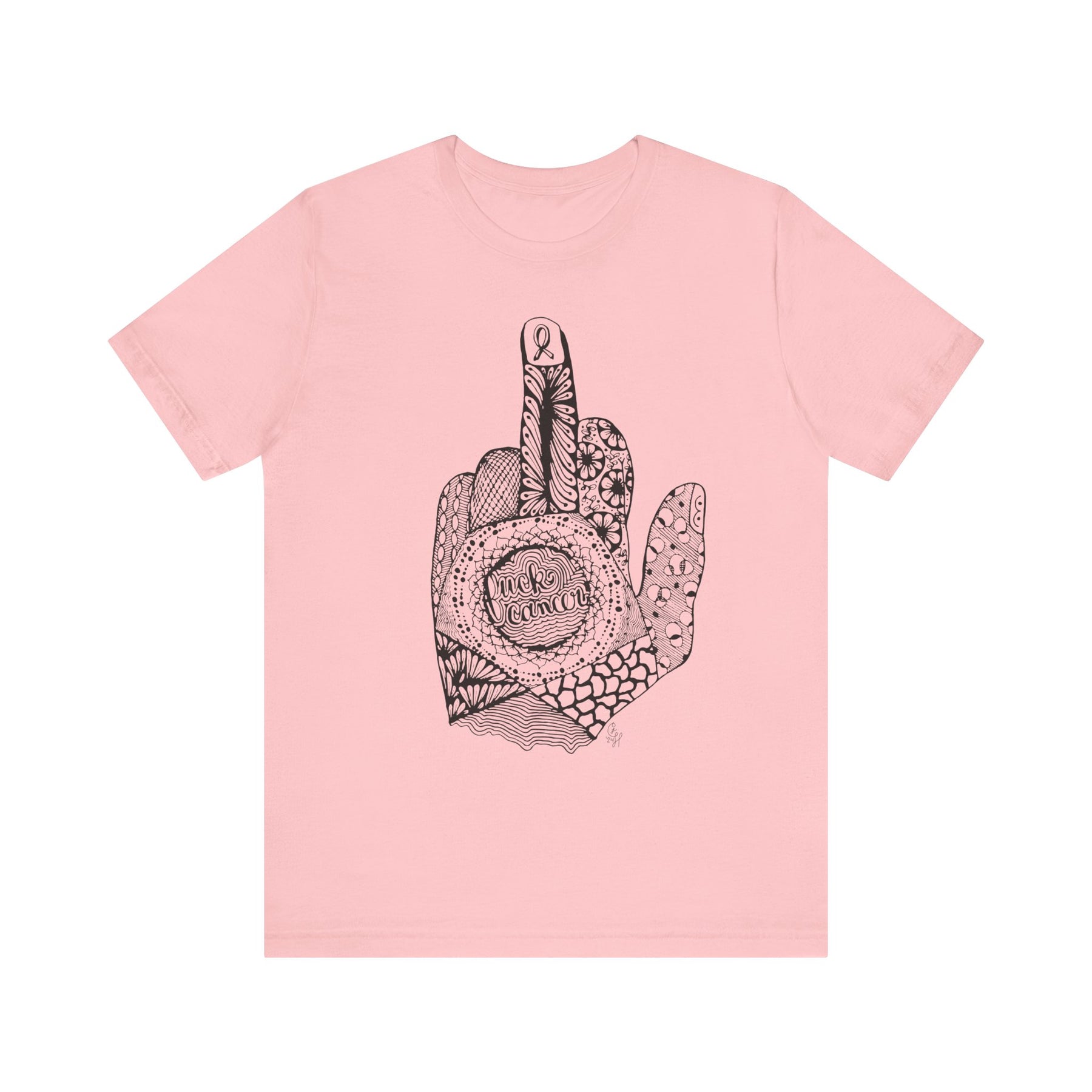 Middle Finger to Cancer - Pink Color Options - Unisex Jersey Short Sleeve Tee