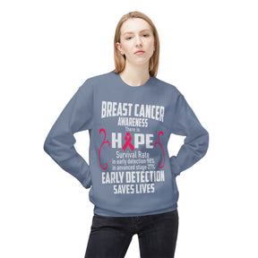 "Breast Cancer Awareness Early Detection Saves Lives" - Unisex Midweight Softstyle Fleece Crewneck Sweatshirt