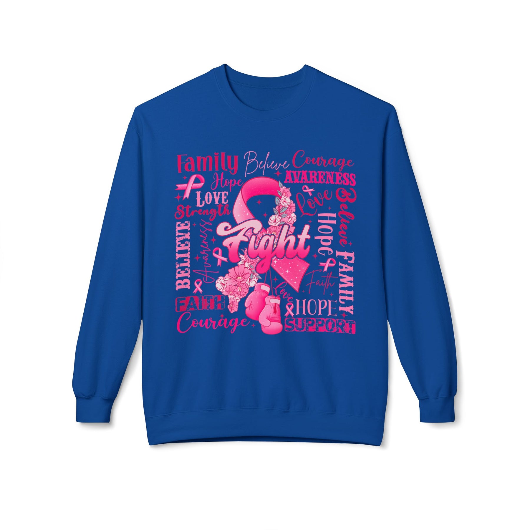 "Fight" Breast Cancer Awareness - Unisex Midweight Softstyle Fleece Crewneck Sweatshirt