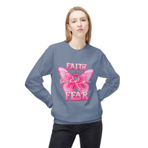 "Faith Over Fear" Breast Cancer Awareness - Unisex Midweight Softstyle Fleece Crewneck Sweatshirt