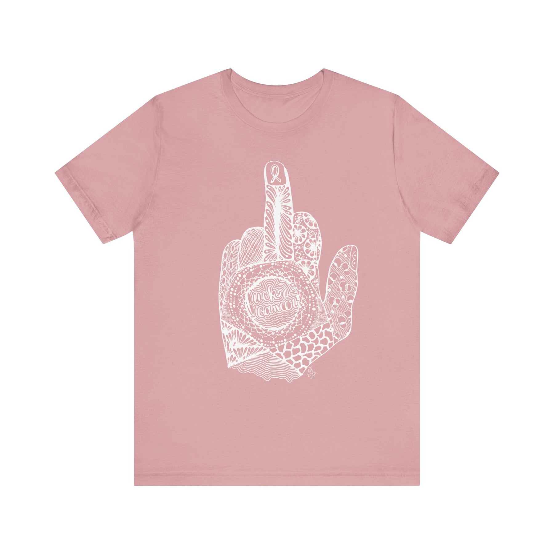 Middle Finger to Cancer - Pink Color Options - Unisex Jersey Short Sleeve Tee