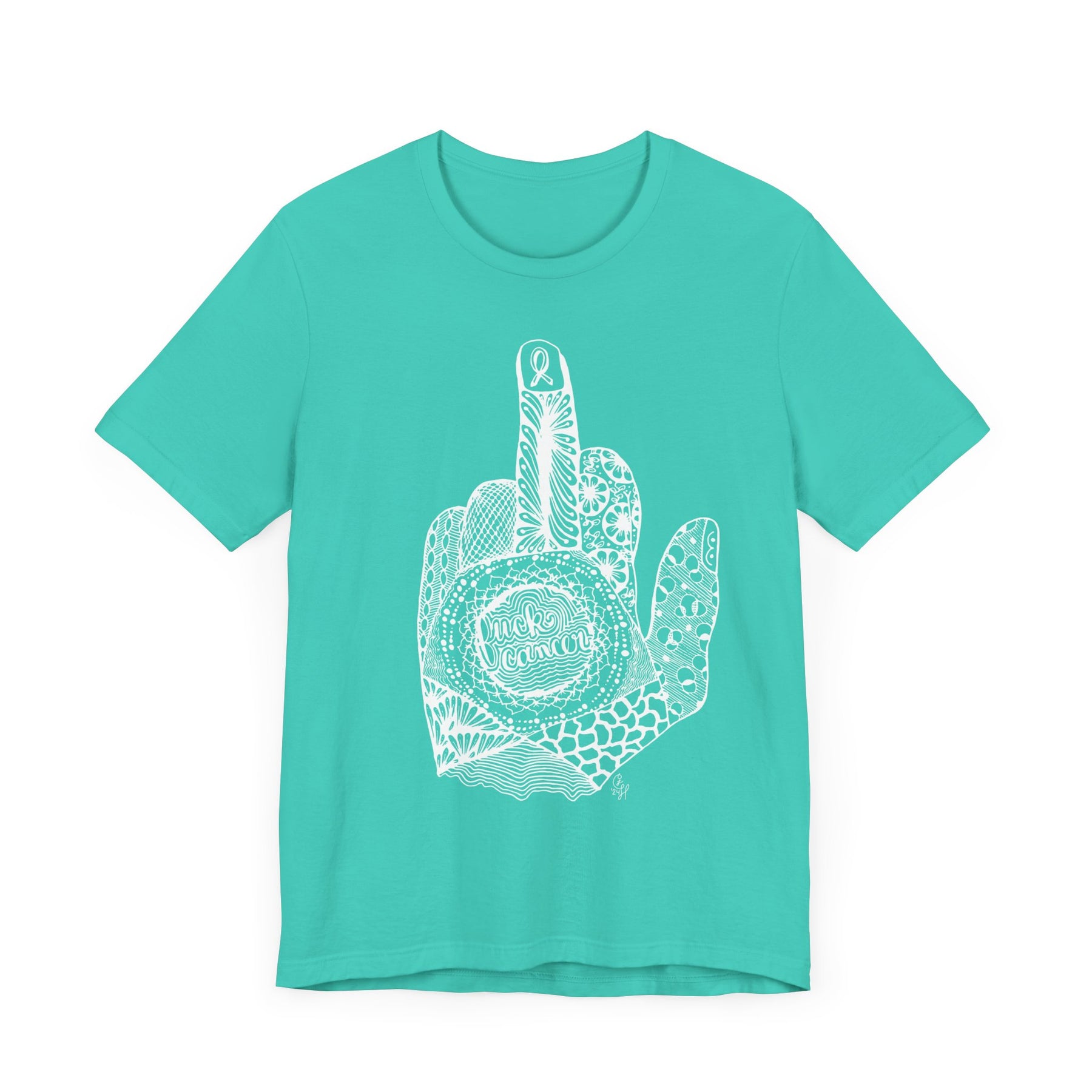 Middle Finger to Cancer - Green Color Options - Unisex Jersey Short Sleeve Tee