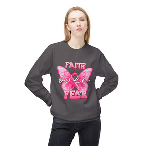 "Faith Over Fear" Breast Cancer Awareness - Unisex Midweight Softstyle Fleece Crewneck Sweatshirt