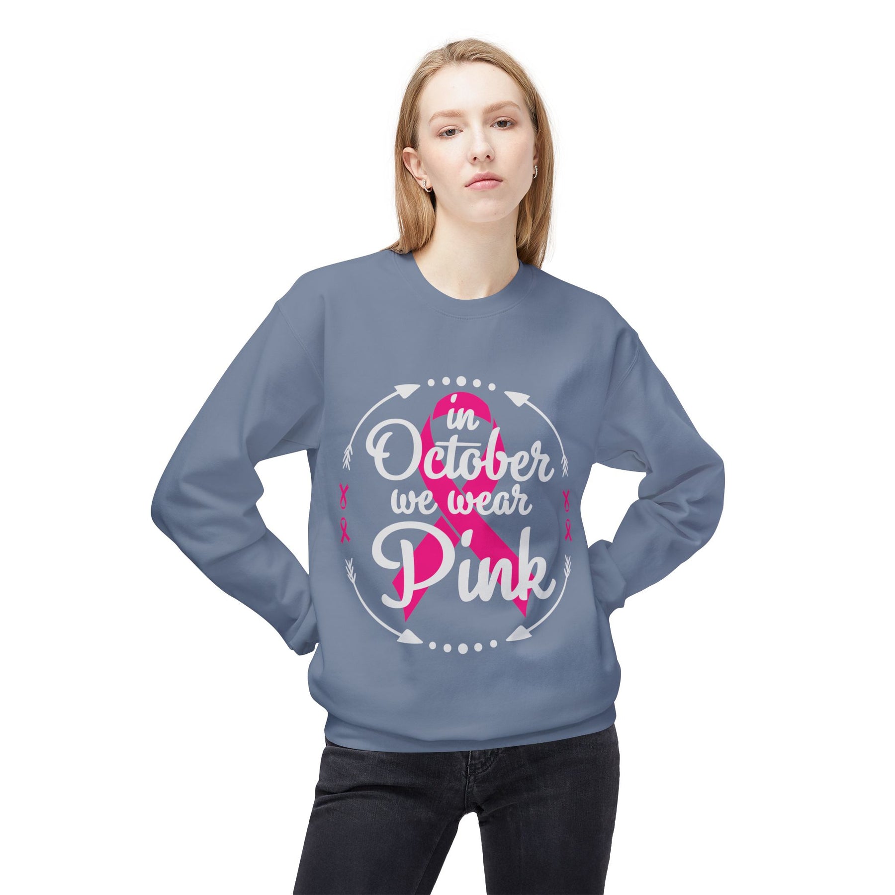 "In October We Wear Pink" - Unisex Midweight Softstyle Fleece Crewneck Sweatshirt