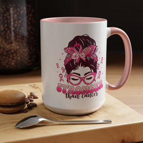 "Stronger Than Cancer" Accent Coffee Mug (11, 15oz)