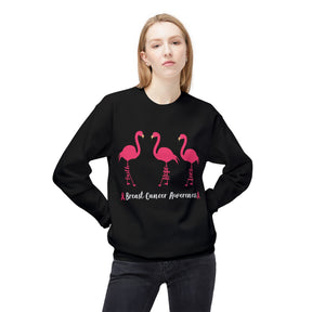 "Faith Hope Love Breast Cancer Awareness" with flamingos - Unisex Midweight Softstyle Fleece Crewneck Sweatshirt