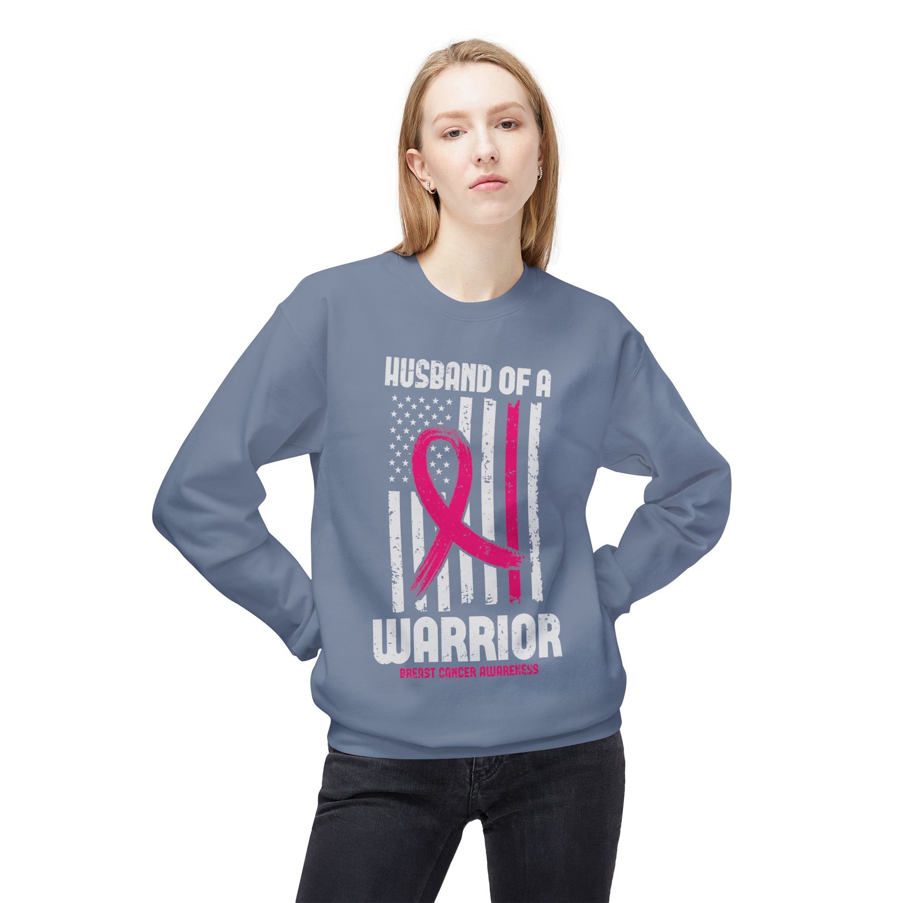 "Husband of a Warrior" - Unisex Midweight Softstyle Fleece Crewneck Sweatshirt