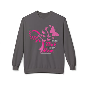 "I Wear Pink For My Mom Breast Cancer Awareness" - Unisex Midweight Softstyle Fleece Crewneck Sweatshirt