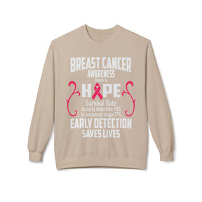 "Breast Cancer Awareness Early Detection Saves Lives" - Unisex Midweight Softstyle Fleece Crewneck Sweatshirt