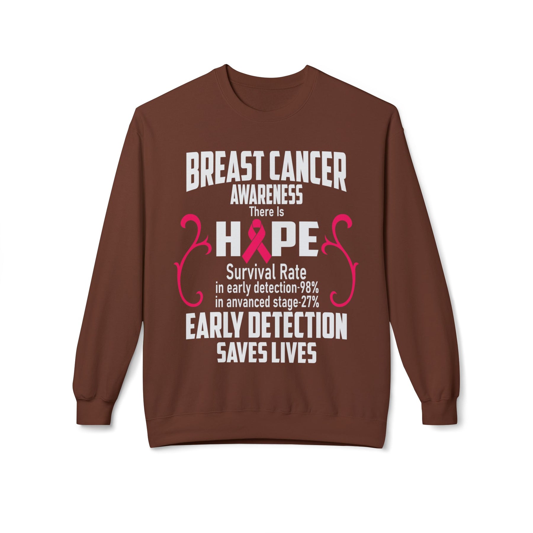 "Breast Cancer Awareness Early Detection Saves Lives" - Unisex Midweight Softstyle Fleece Crewneck Sweatshirt