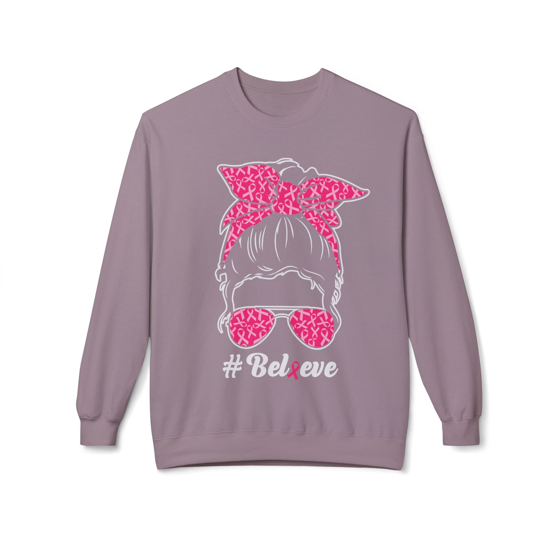 "#Bel🎗eve" - Unisex Midweight Softstyle Fleece Crewneck Sweatshirt