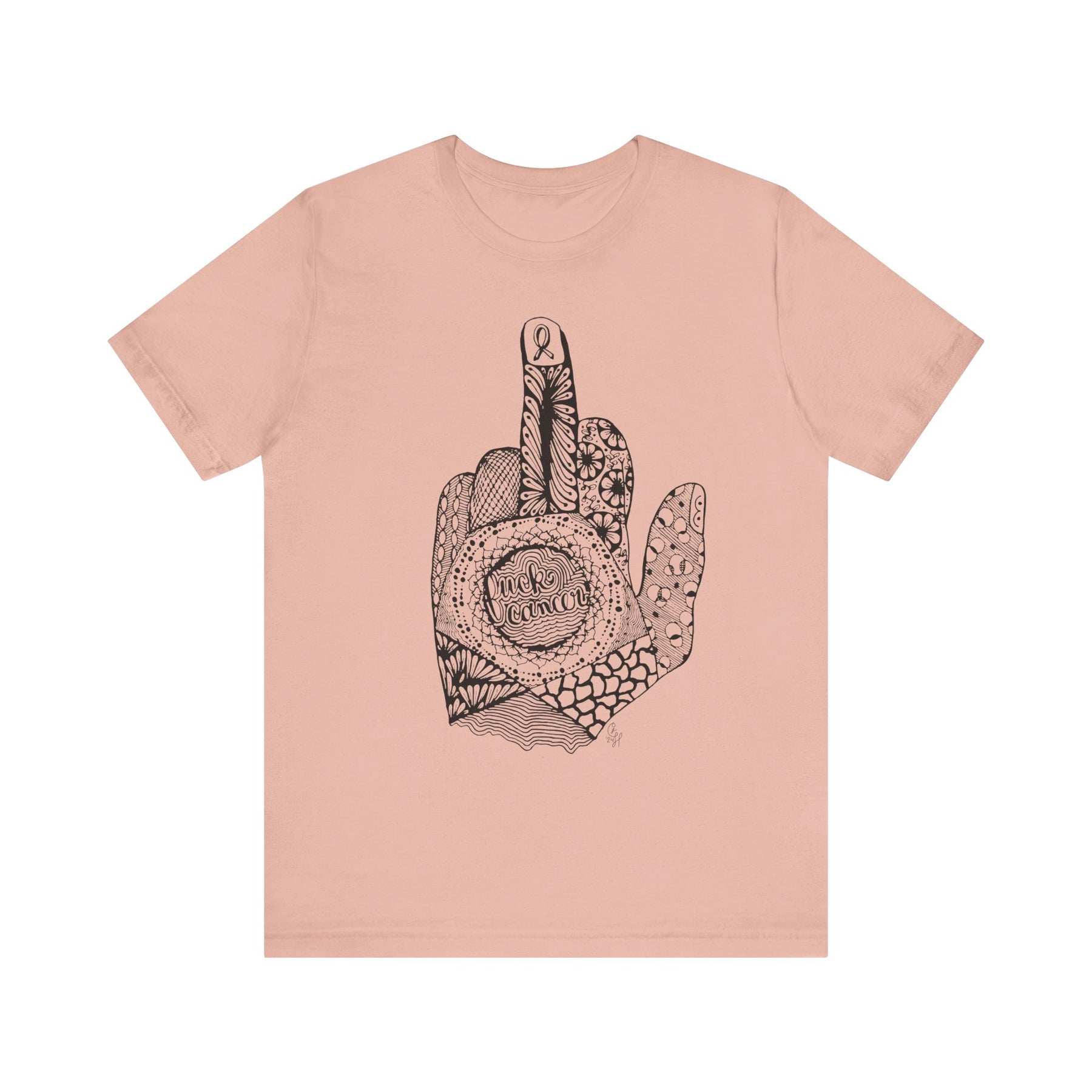 Middle Finger to Cancer - Pink Color Options - Unisex Jersey Short Sleeve Tee