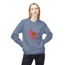 "Faith" Flower and Breast Cancer Ribbons - Unisex Midweight Softstyle Fleece Crewneck Sweatshirt