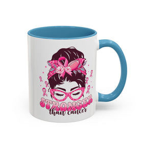 "Stronger Than Cancer" Accent Coffee Mug (11, 15oz)