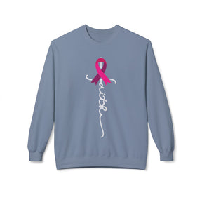 "Faith" Breast Cancer Awareness - Unisex Midweight Softstyle Fleece Crewneck Sweatshirt