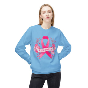 "Pink Power" Breast Cancer Awareness - Unisex Midweight Softstyle Fleece Crewneck Sweatshirt