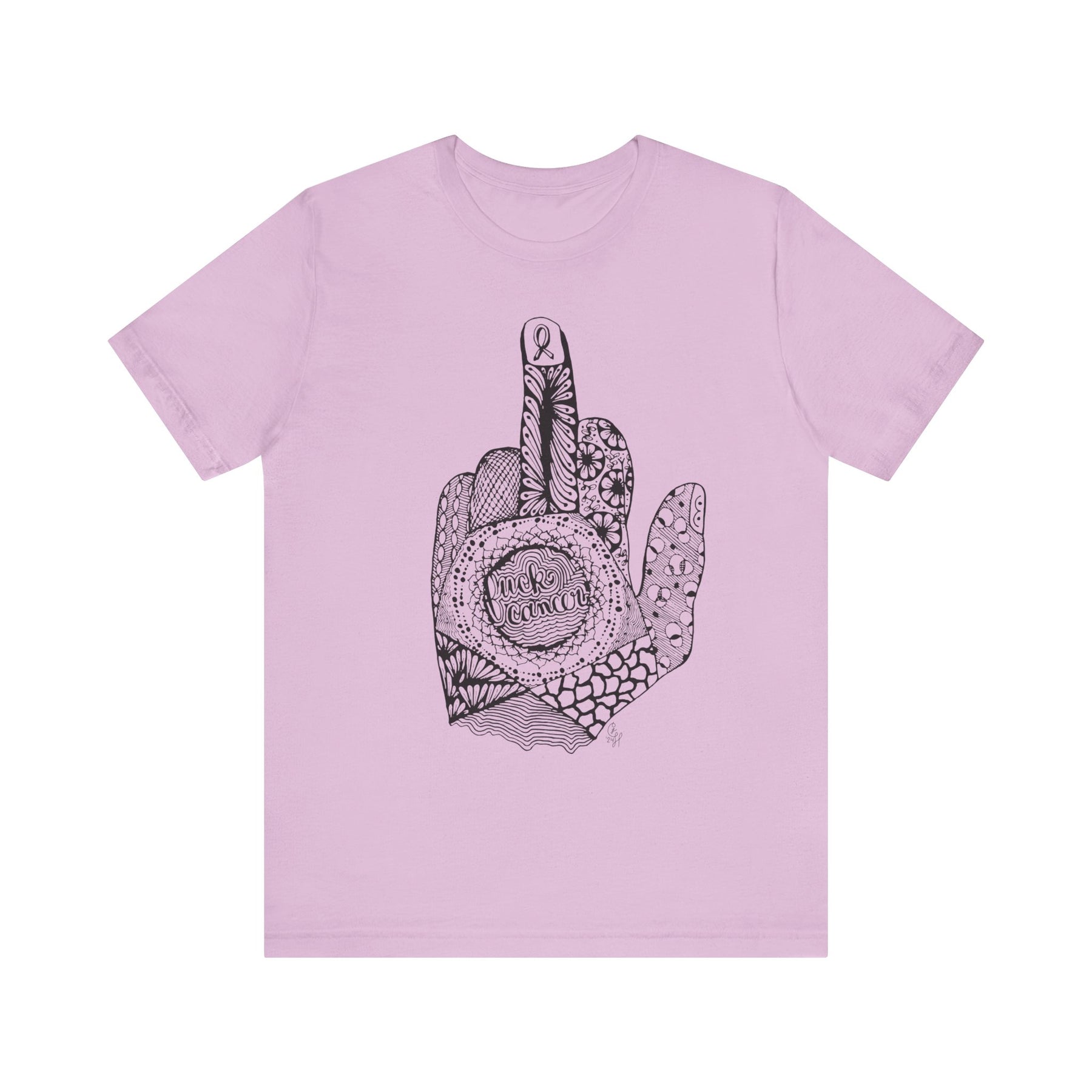 Middle Finger to Cancer - Pink Color Options - Unisex Jersey Short Sleeve Tee