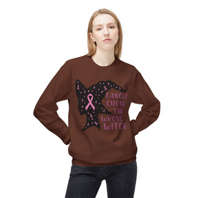 "Cancer Chose the Wrong Witch" Breast Cancer Awareness - Unisex Midweight Softstyle Fleece Crewneck Sweatshirt