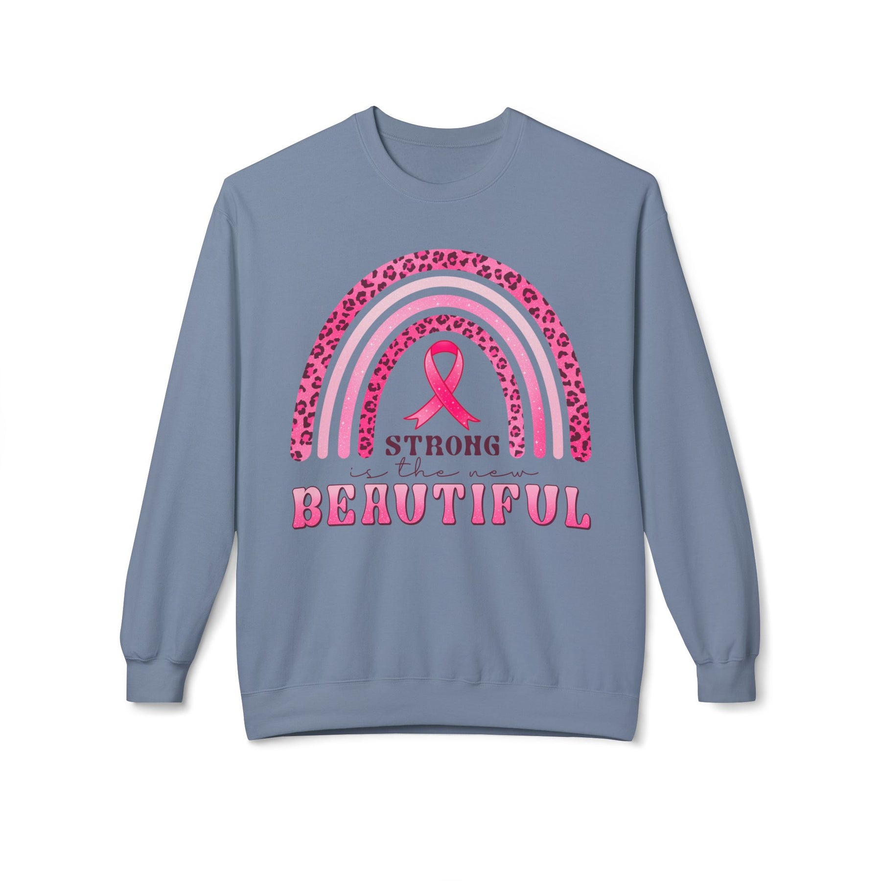 "Strong is the New Beautiful" Breast Cancer Awareness - Unisex Midweight Softstyle Fleece Crewneck Sweatshirt