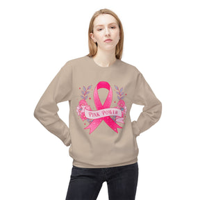 "Pink Power" Breast Cancer Awareness - Unisex Midweight Softstyle Fleece Crewneck Sweatshirt