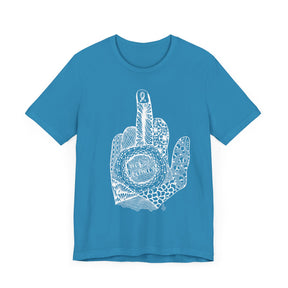 Middle Finger to Cancer - Blue Color Options Unisex Jersey Short Sleeve Tee