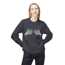 Skeleton Hands with Pink Ribbons - Unisex Midweight Softstyle Fleece Crewneck Sweatshirt