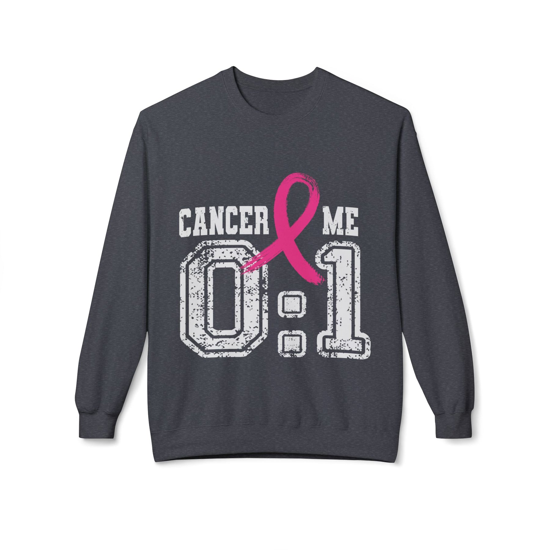 "Cancer: 0 🎗 Me: 1" Breast Cancer Awareness - Unisex Midweight Softstyle Fleece Crewneck Sweatshirt