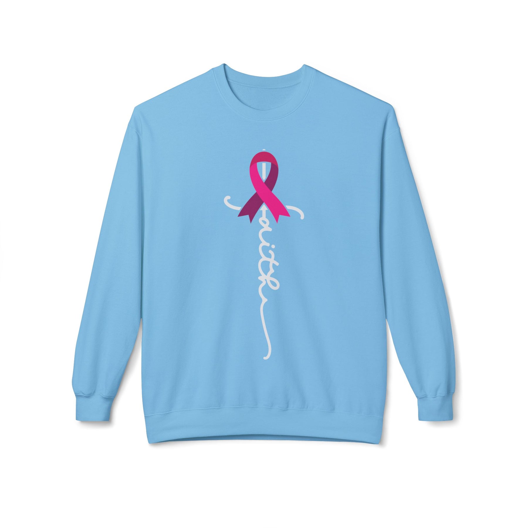 "Faith" Breast Cancer Awareness - Unisex Midweight Softstyle Fleece Crewneck Sweatshirt