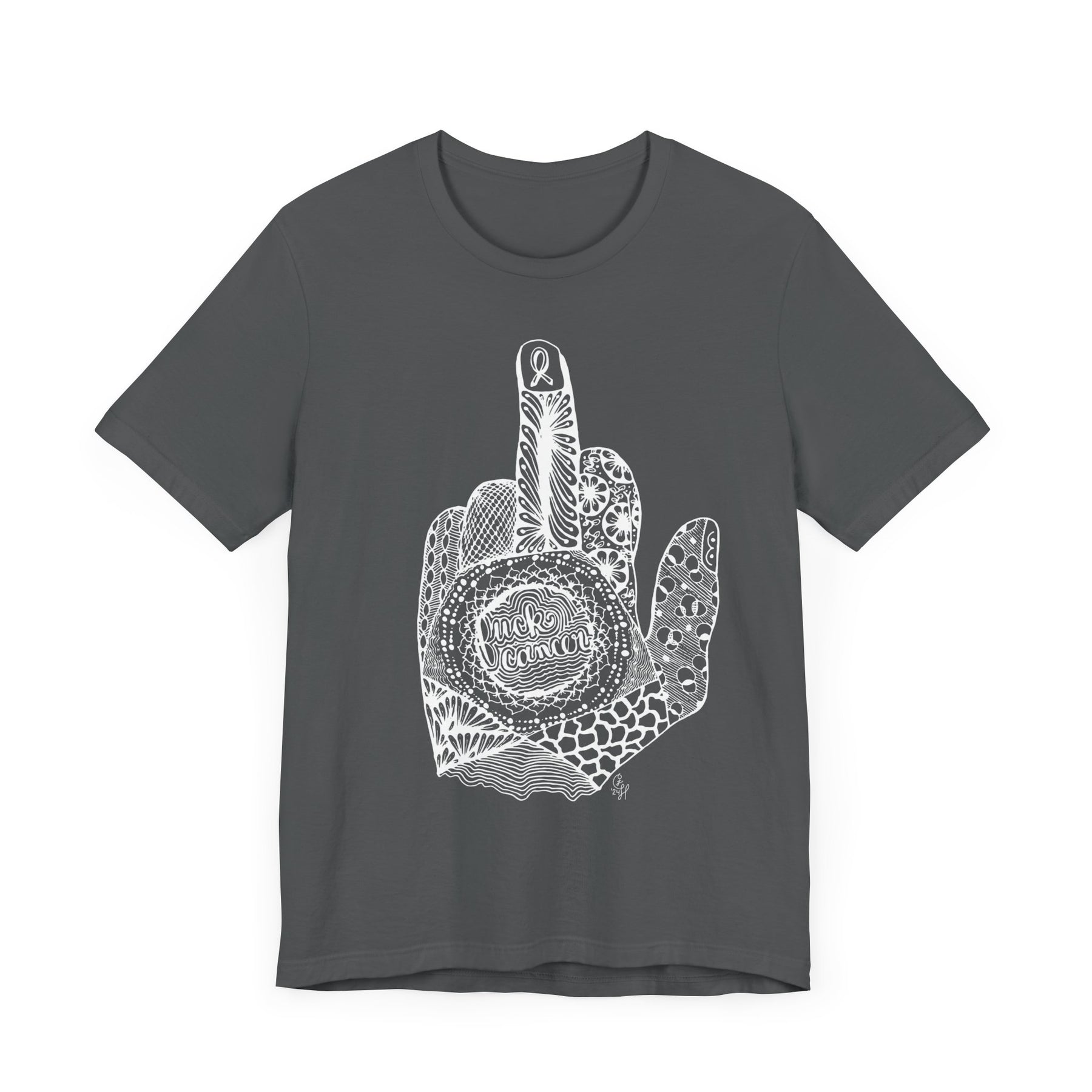 Middle Finger to Cancer - Neutral & Red Color Options - Unisex Jersey Short Sleeve Tee