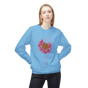 "Faith" Flower and Breast Cancer Ribbons - Unisex Midweight Softstyle Fleece Crewneck Sweatshirt