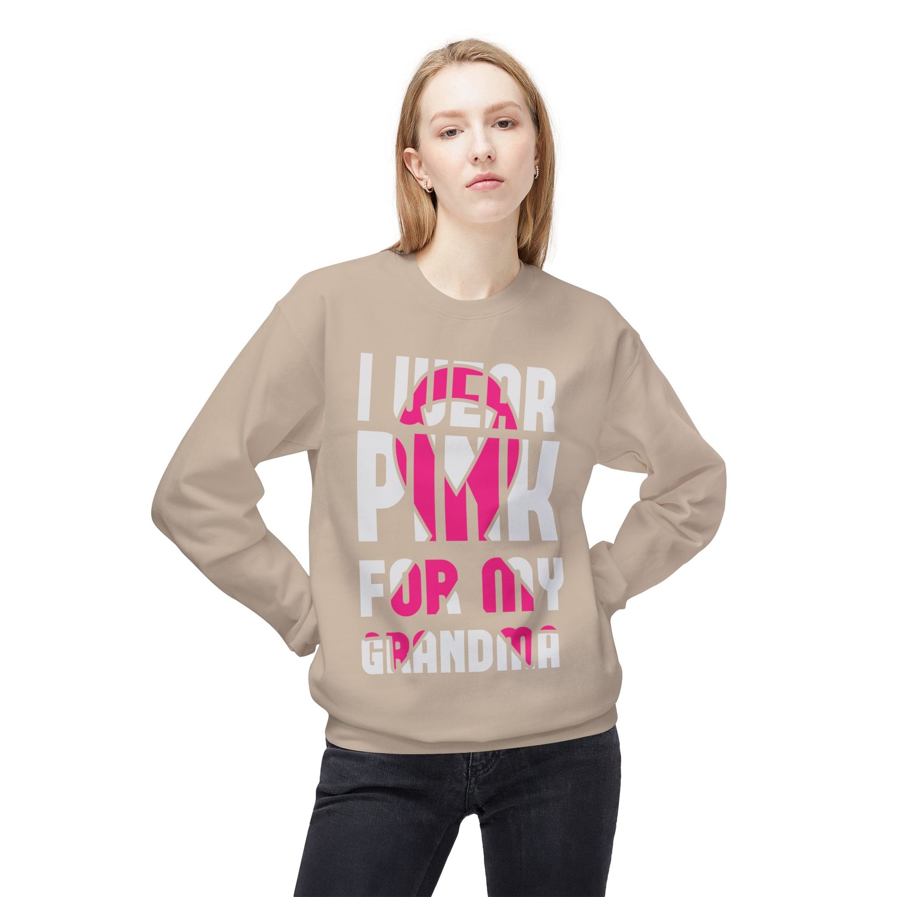 "I Wear Pink For My Grandma" - Unisex Midweight Softstyle Fleece Crewneck Sweatshirt