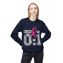 "Cancer: 0 🎗 Me: 1" Breast Cancer Awareness - Unisex Midweight Softstyle Fleece Crewneck Sweatshirt