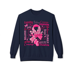 "Fight" Breast Cancer Awareness - Unisex Midweight Softstyle Fleece Crewneck Sweatshirt