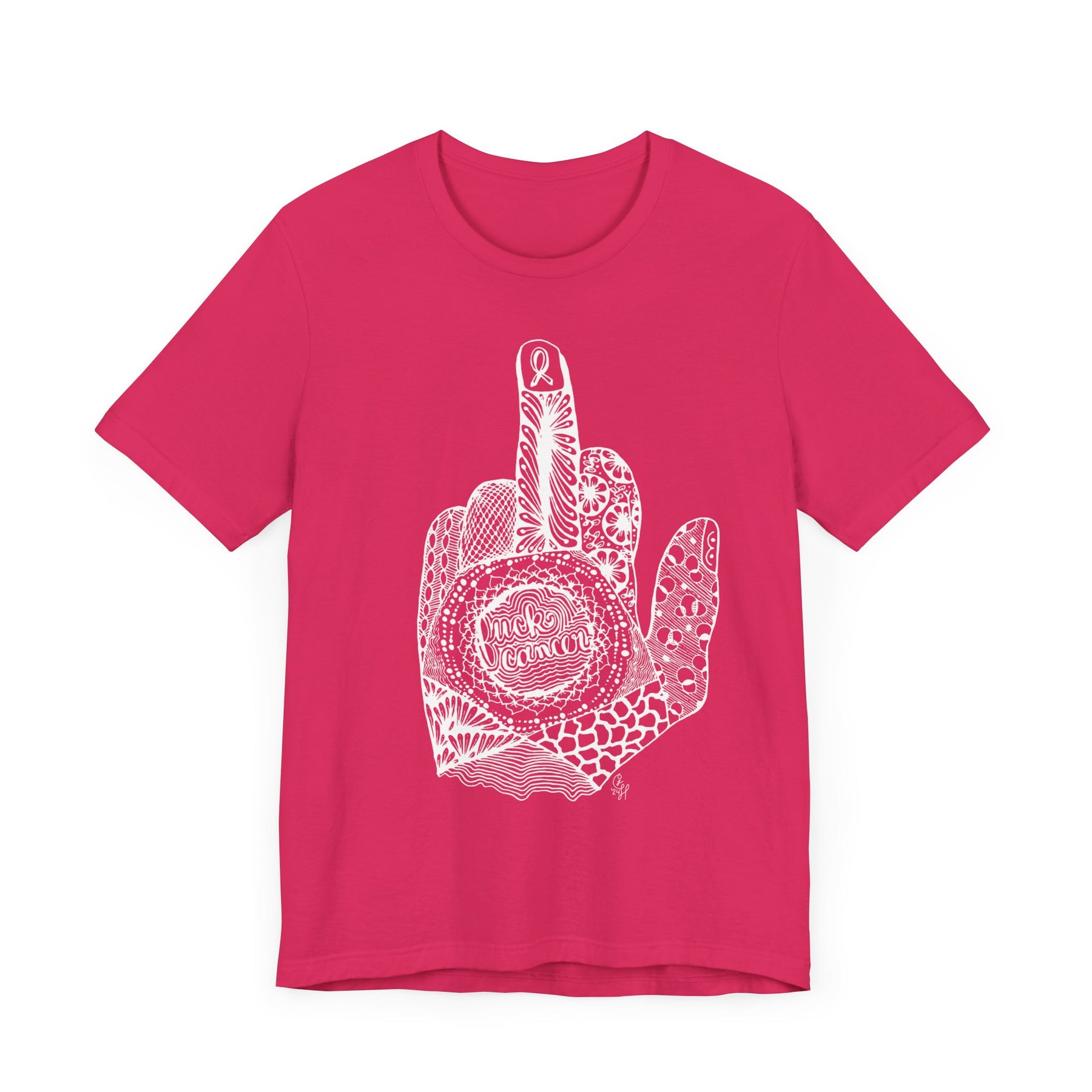 Middle Finger to Cancer - Pink Color Options - Unisex Jersey Short Sleeve Tee