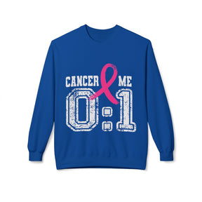 "Cancer: 0 🎗 Me: 1" Breast Cancer Awareness - Unisex Midweight Softstyle Fleece Crewneck Sweatshirt