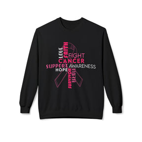 Cross & Ribbon Breast Cancer Awareness - Unisex Midweight Softstyle Fleece Crewneck Sweatshirt