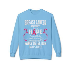 "Breast Cancer Awareness Early Detection Saves Lives" - Unisex Midweight Softstyle Fleece Crewneck Sweatshirt