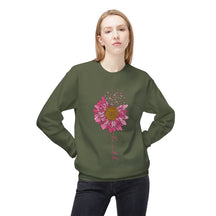 "Faith" Flower and Breast Cancer Ribbons - Unisex Midweight Softstyle Fleece Crewneck Sweatshirt