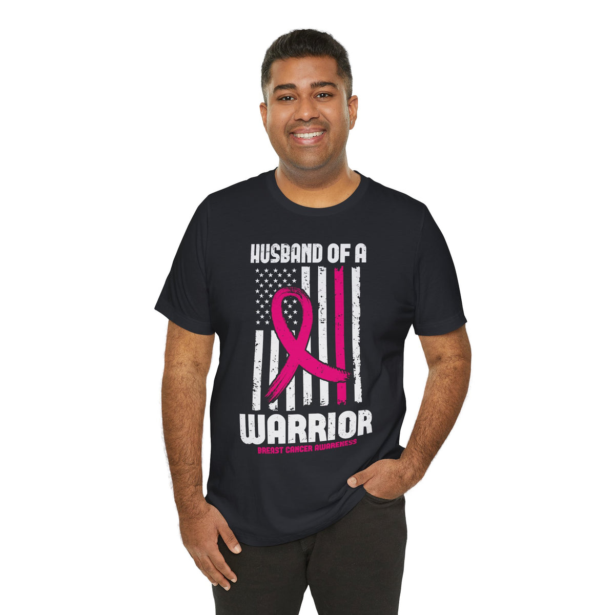 "Husband of a Warrior" Breast Cancer Awareness - Unisex Jersey Short Sleeve Tee