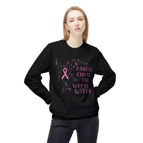 "Cancer Chose the Wrong Witch" Breast Cancer Awareness - Unisex Midweight Softstyle Fleece Crewneck Sweatshirt