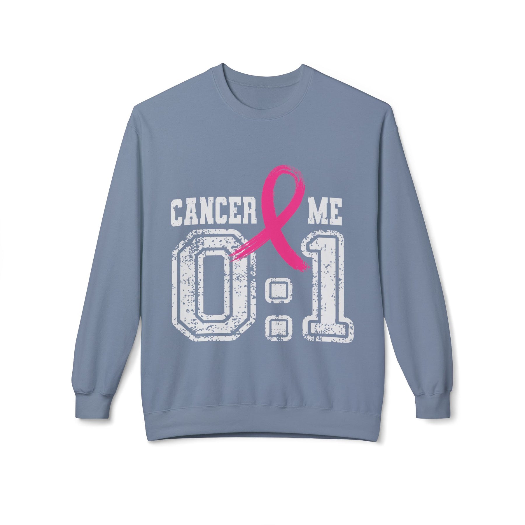 "Cancer: 0 🎗 Me: 1" Breast Cancer Awareness - Unisex Midweight Softstyle Fleece Crewneck Sweatshirt