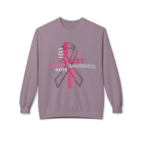 Cross & Ribbon Breast Cancer Awareness - Unisex Midweight Softstyle Fleece Crewneck Sweatshirt