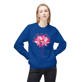 "Hope" Flower Breast Cancer Awareness - Unisex Midweight Softstyle Fleece Crewneck Sweatshirt