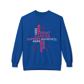 Cross & Ribbon Breast Cancer Awareness - Unisex Midweight Softstyle Fleece Crewneck Sweatshirt