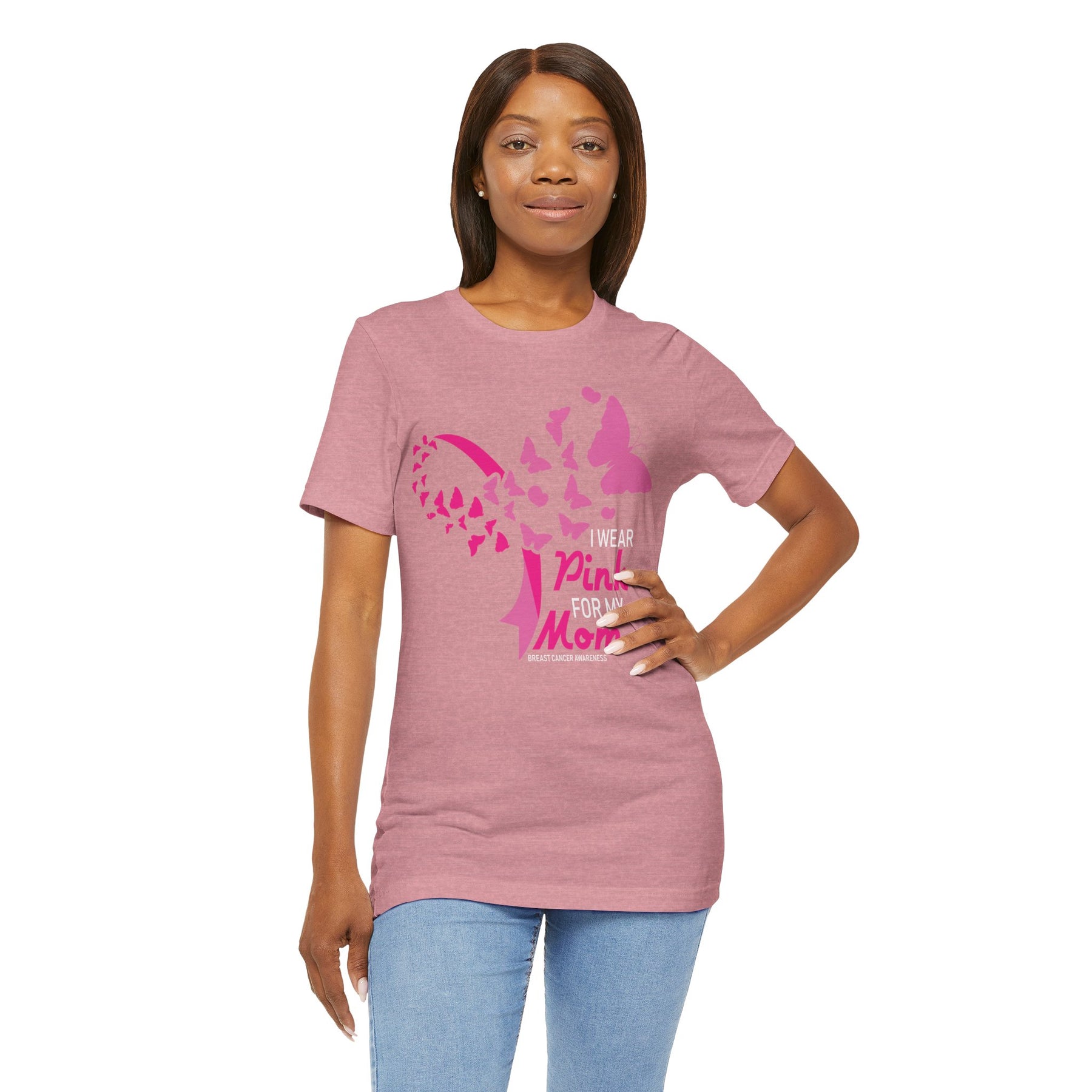 "I Wear Pink for My Mom" Breast Cancer Awareness - Unisex Jersey Short Sleeve Tee