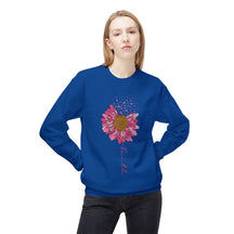 "Faith" Flower and Breast Cancer Ribbons - Unisex Midweight Softstyle Fleece Crewneck Sweatshirt